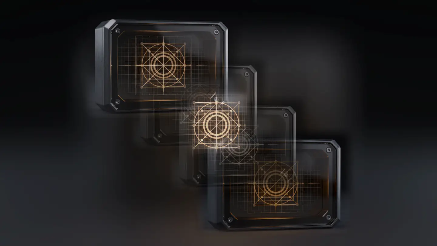 The core laid open in layers: chassis, internal sheets and front plate.